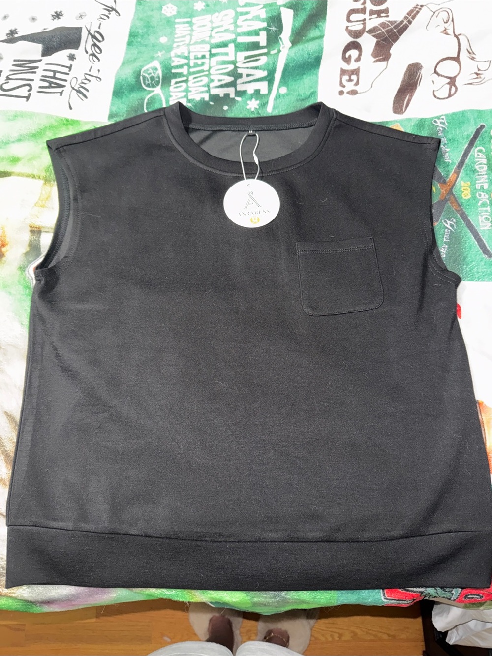Sleeveless Black Pocket Blouse - Unbranded